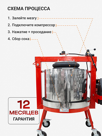 Пресс пневматический "Муромец" 120 л корзина из нерж.стали